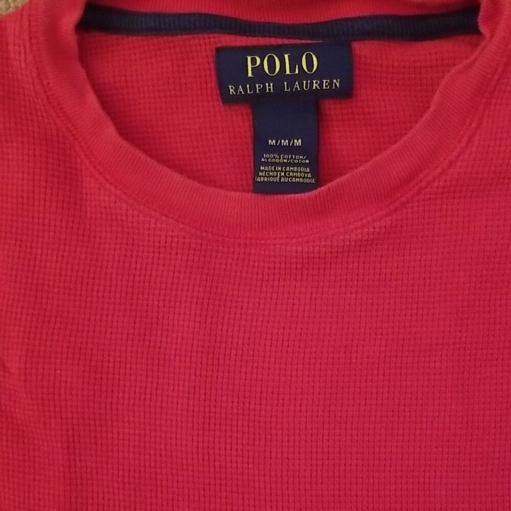 Polo Ralph Lauren Shirt Mens M Red Long Sleeve Crew Neck Classic Fit Cotton Pony - Picture 2 of 6